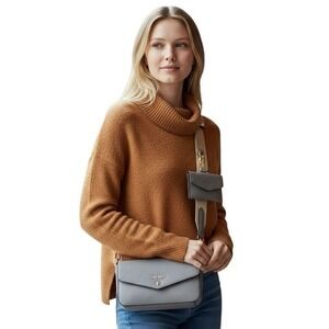 Nine West Peaches Mini Crossbody Bag + Card Holder, Flap Purse in Bluestone NWT